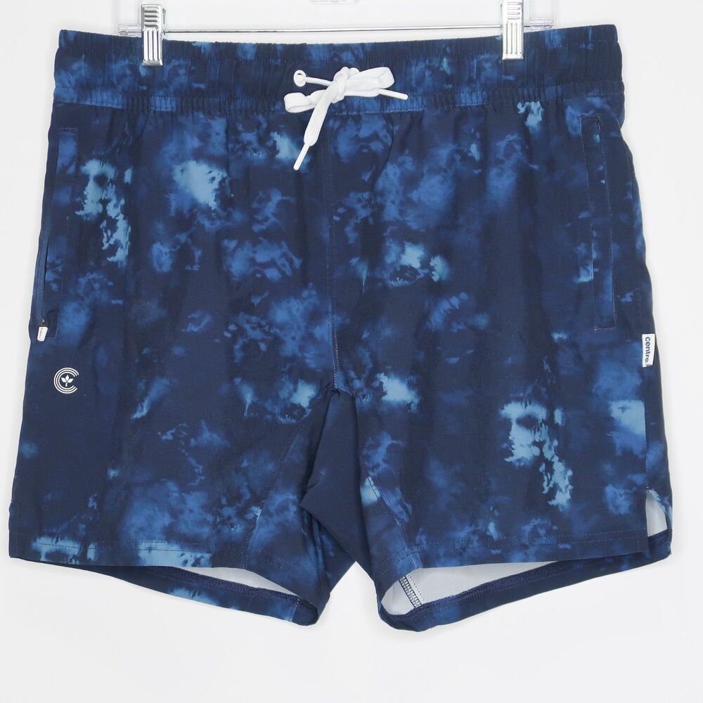 Centre Mens Shorts Size 2X Blue Tie‎ Dye Watercolor Gym Athletic